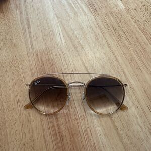 Ray-Ban Gold Frame Sunglasses with Brown/gold pinky Lenses